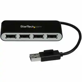 Startech - 4 Port Portable USB 2.0 Hub with Built-in Cable - 4 Port USB Hub