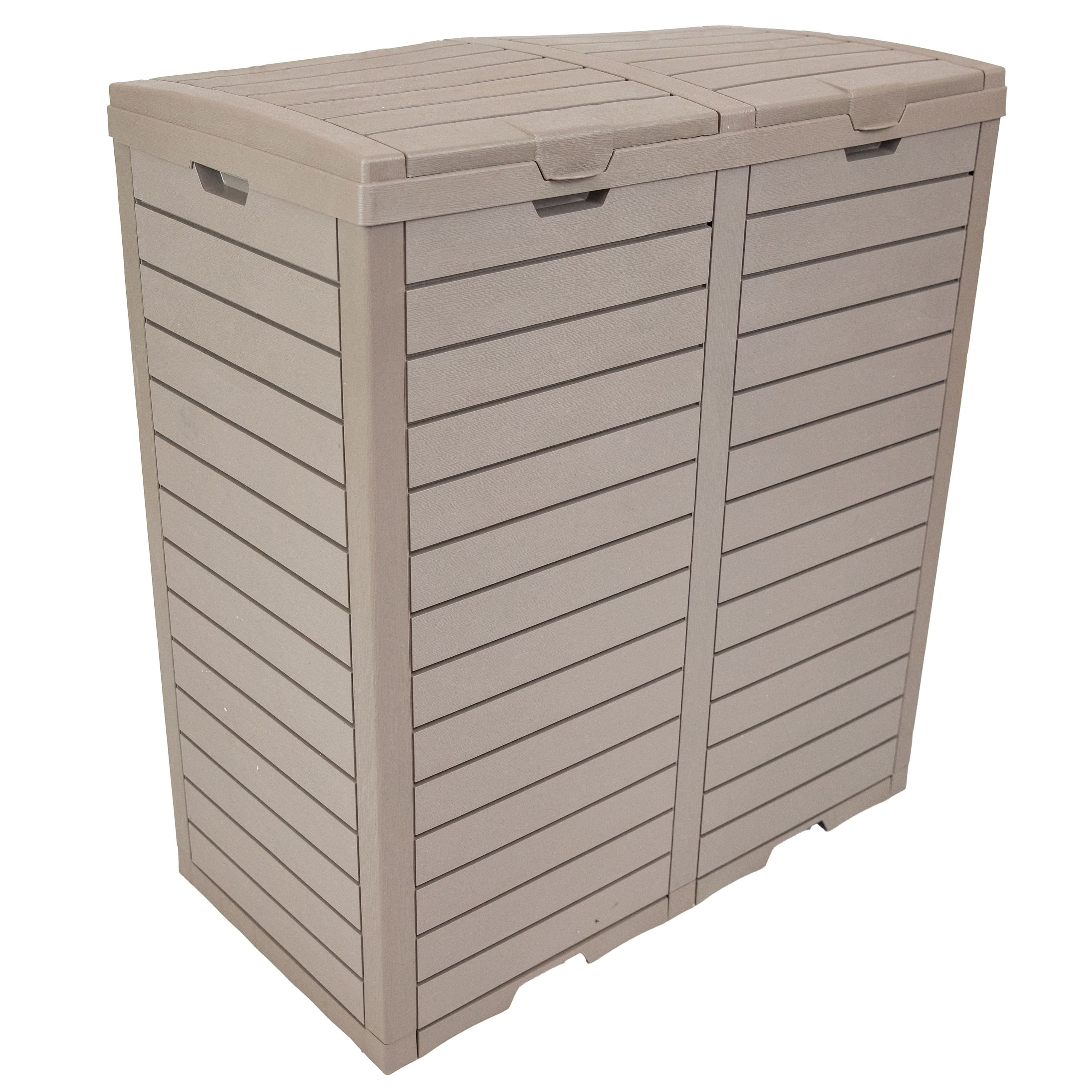 Sunnydaze - 78 Gal. Outdoor Double Trash Can with Lids - Light Gray