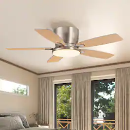 Siljoy - 44" Low Profile Ceiling Fan with Light: 35dB Quiet for Bedroom/Living Room - Nickel
