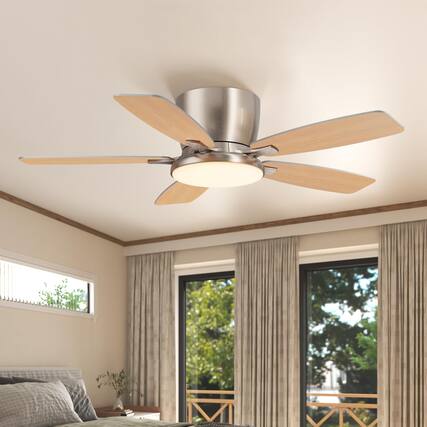 Front. Siljoy - 44" Low Profile Ceiling Fan with Light: 35dB Quiet for Bedroom/Living Room - Nickel.