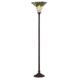 Jonathan Y - Botanical Tiffany-Style 71" Torchiere LED Floor Lamp - Bronze