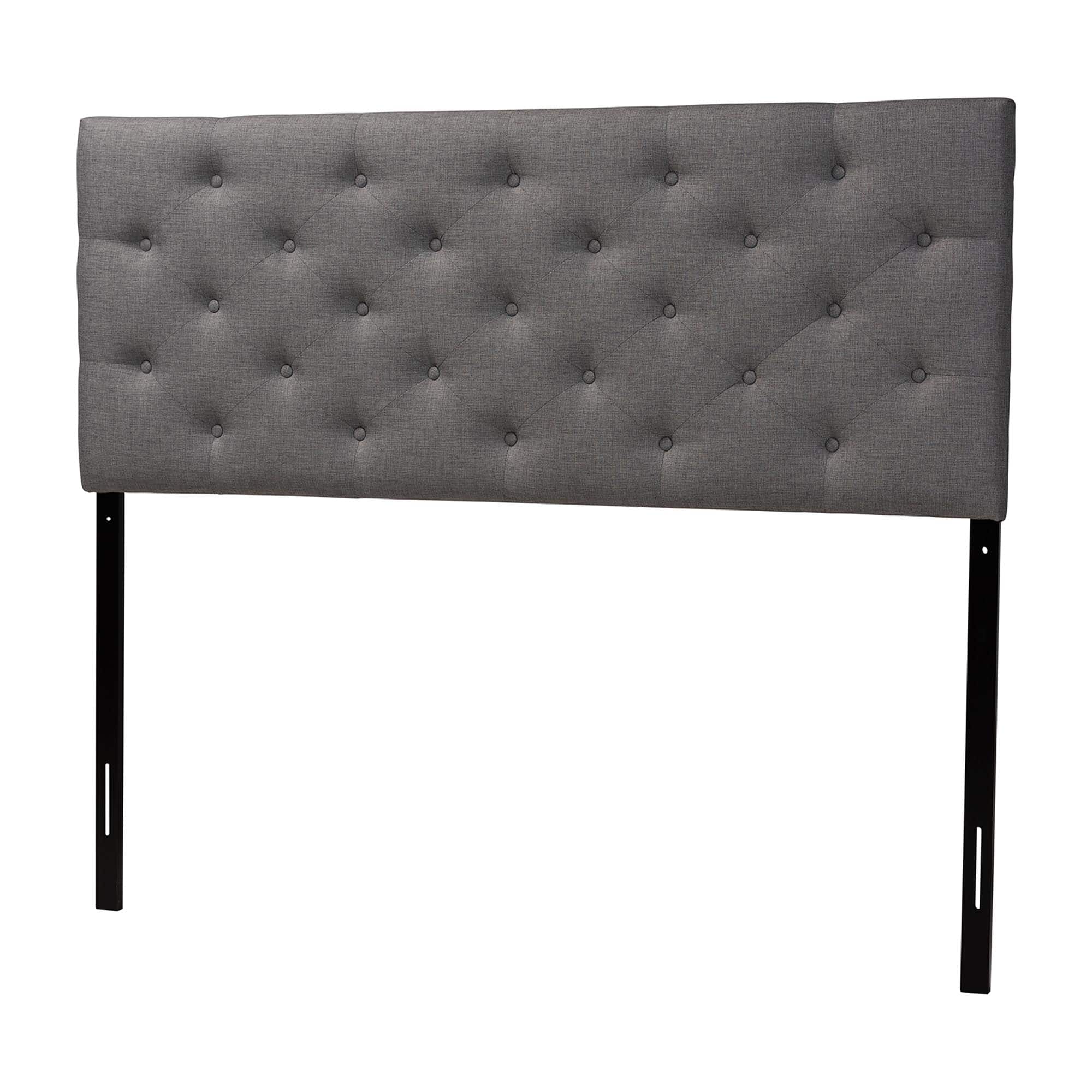 Front. Baxton Studio - Viviana Modern and Contemporary Fabric Upholstered Button-tufted Queen Size Headboard - Grey.