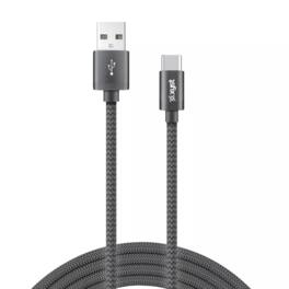 Xyst - Charge and Sync USB to USB-C Braided Cable 10Ft - Black