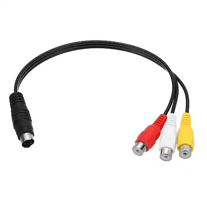 Front. Unique Bargains - 0.8ft S Video Cable 4 Pin S-Video Male to 3 RCA Female Composite Adapter for TV Monitor - Black.