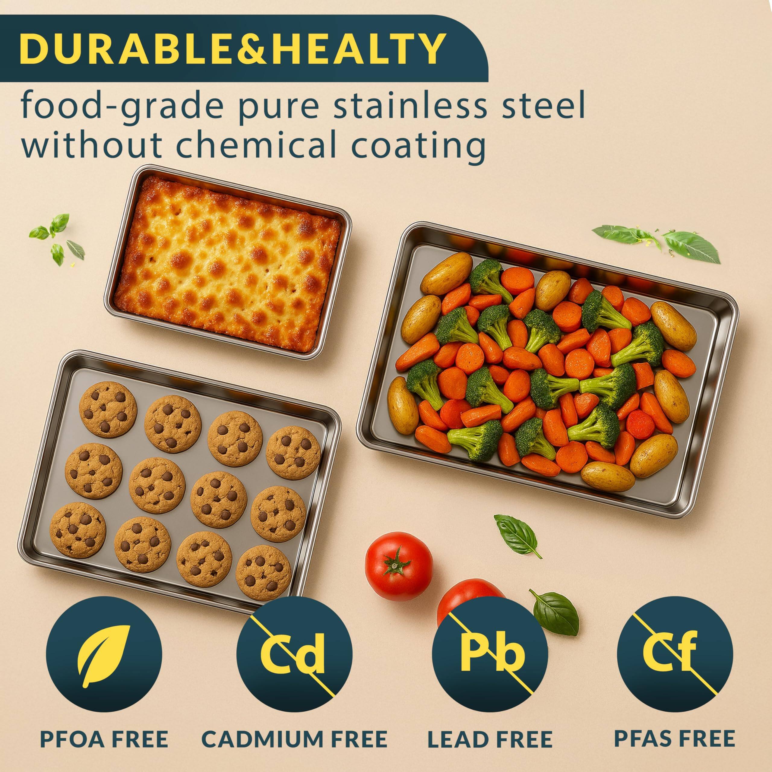 DURABLE & HEALTHY  
food-grade pure stainless steel without chemical coating  

PFOA FREE  
CADMIUM FREE  
LEAD FREE  
PFAS FREE