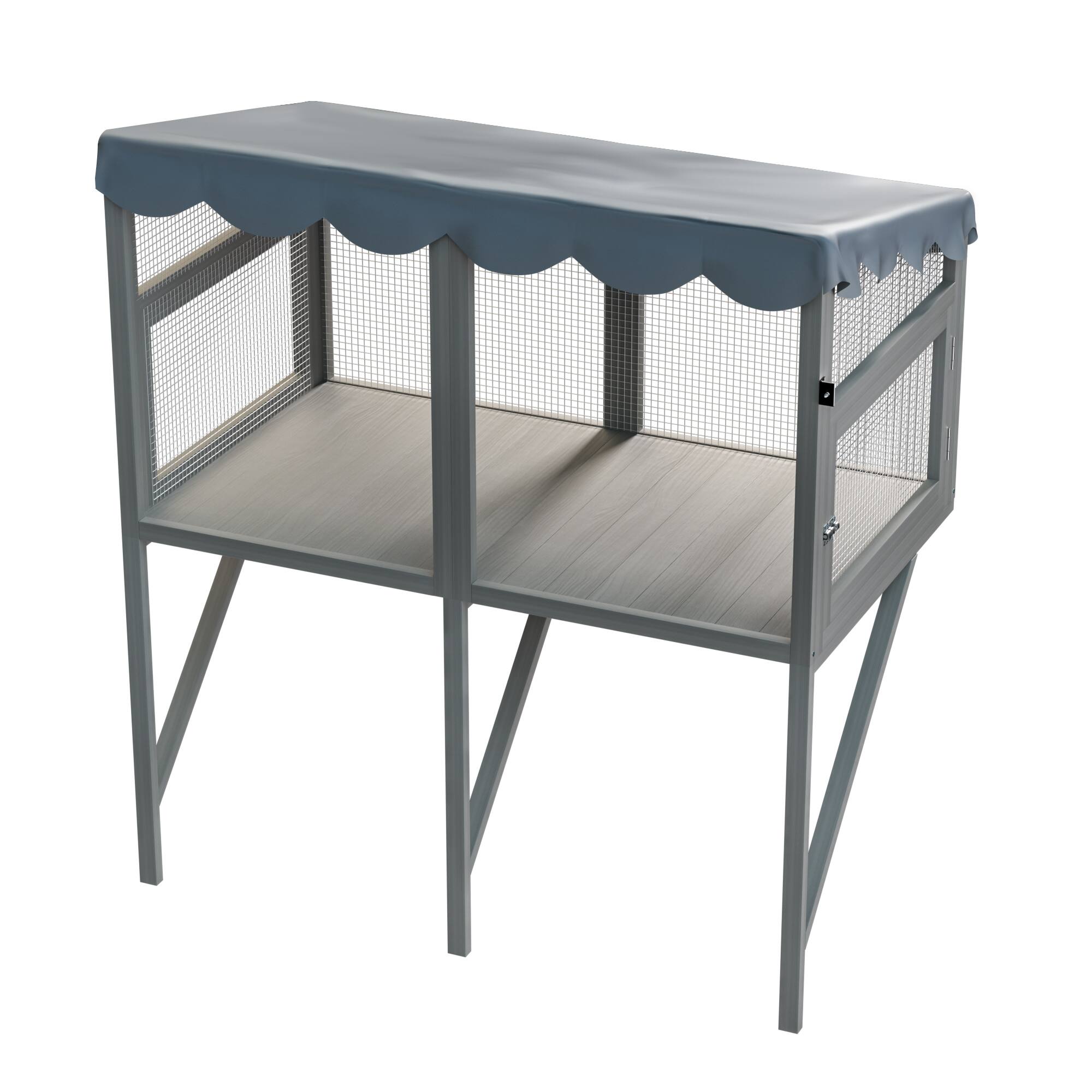 Alt View 5. Siljoy - Cat Window Catio, Expandable Wooden Enclosure with Wire Mesh, Waterproof Roof, for Indoor Cats.