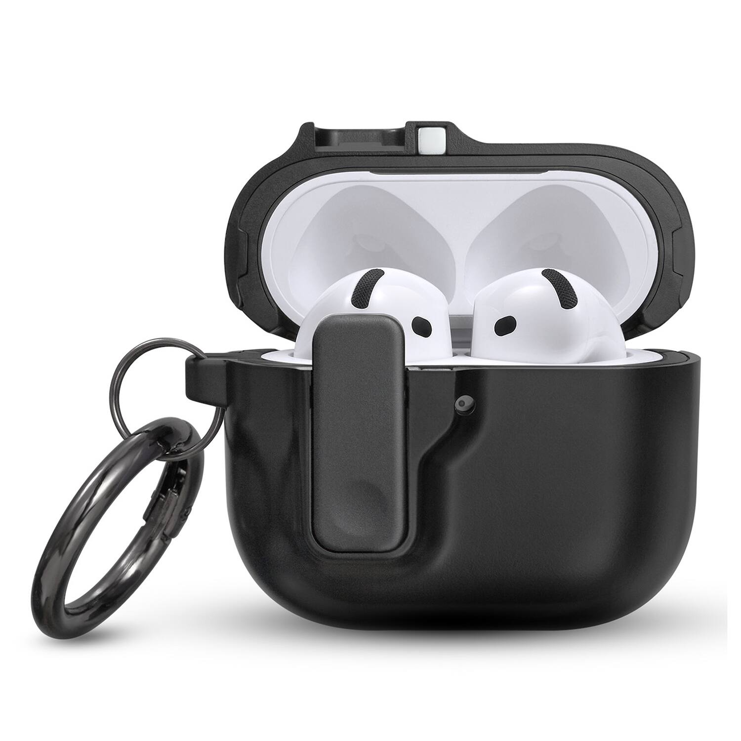 Left. Vena - Dual Layer Case for Apple AirPods 4 Case, with Auto Open Lock Compatible with AirPods Gen 4 4th Generation, Black - Black.
