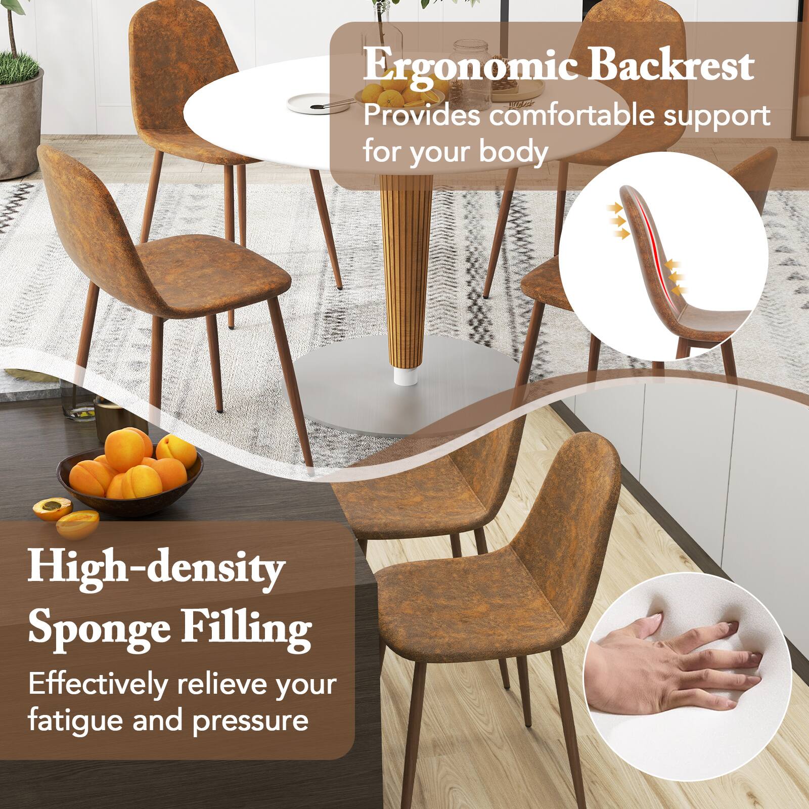Ergonomic Backrest  
Provides comfortable support for your body

High-density Sponge Filling  
Effectively relieve your fatigue and pressure
