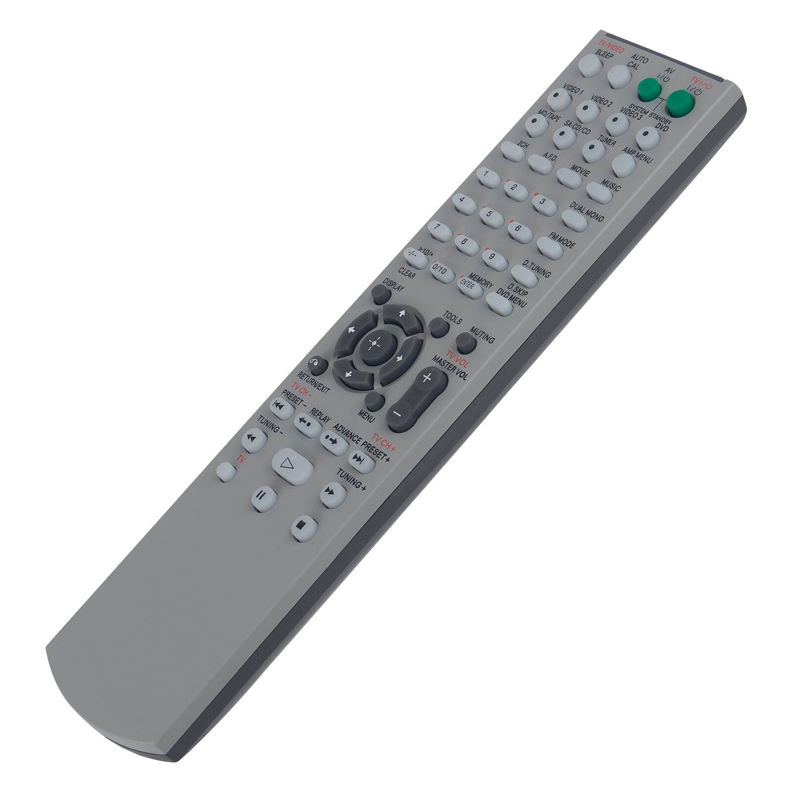 SLEEP IDEO CAL AUTO MV VO TVIO VIDEO? 1/0 VIDEO2 BYSTEM MOAE VIDEOJ STANDAY SACO/CO DVD JOW TUNER A.SD AMP MENU MOVE 2 MUSIC 4 3 5 DUAL MONO 7 6 8 FMMODE 1 p S CLEAR 0/10 D.TUNING DISPLAY T MEMORY G.SKIP OVOMENU TOOLS MUTING t + + MASTERVOL TVCH- RETURNEXIT PRESET- REPLAY MENU TUNINO- ADVANCE 44 TVCH+ TV H PRESET + TUNING+