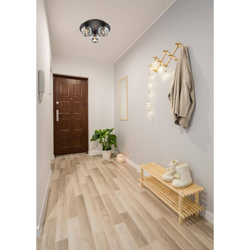 Angle. Elegant Lighting - Graham 3 Light Ceiling Lamp in Black - Black And Clear.