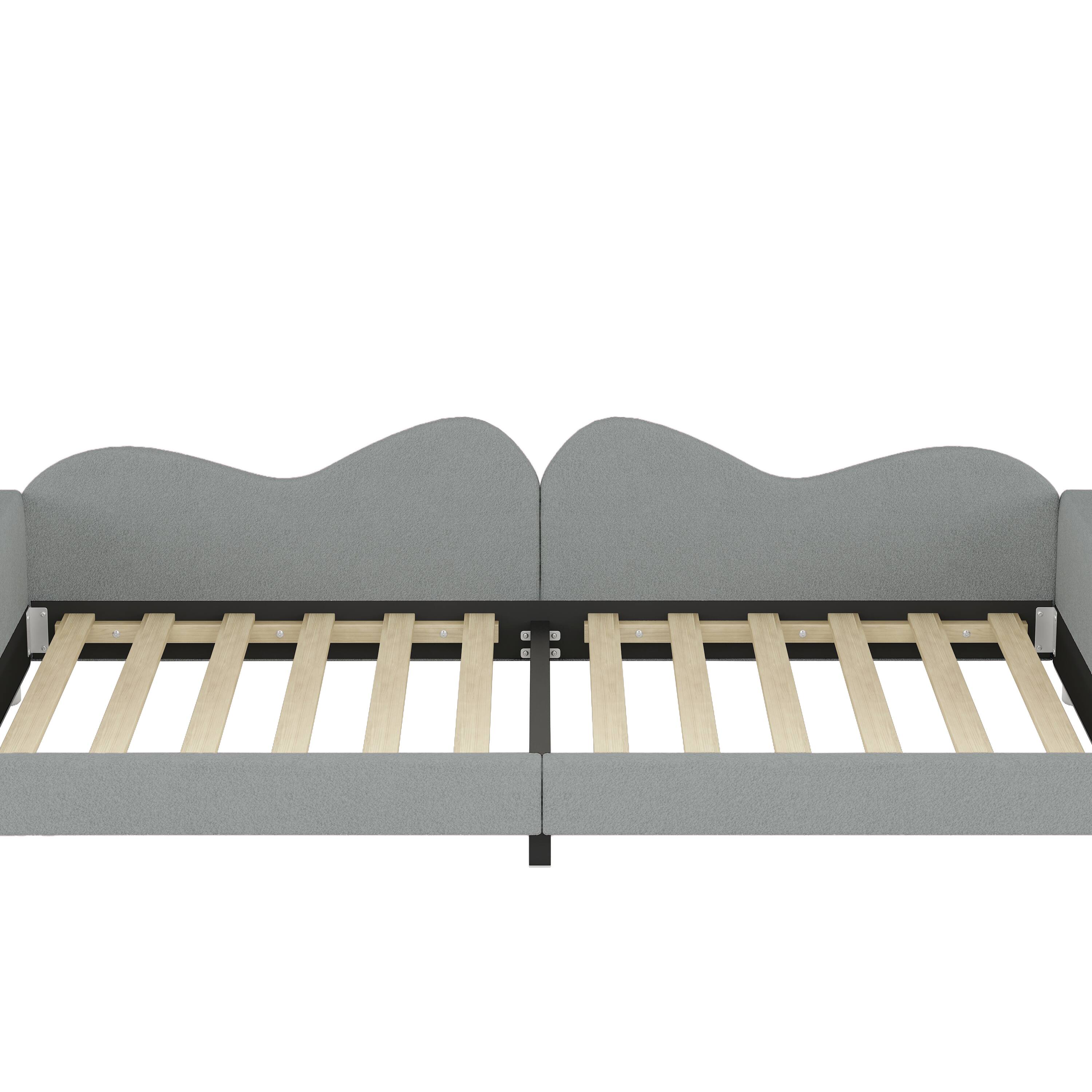 Alt View 7. Tiramisubest - Twin size Upholstered Daybed, Sherpa Fabric Sofabed with Cloud-Shaped Backrest, No Box-spring Needed, Gray - Gray.