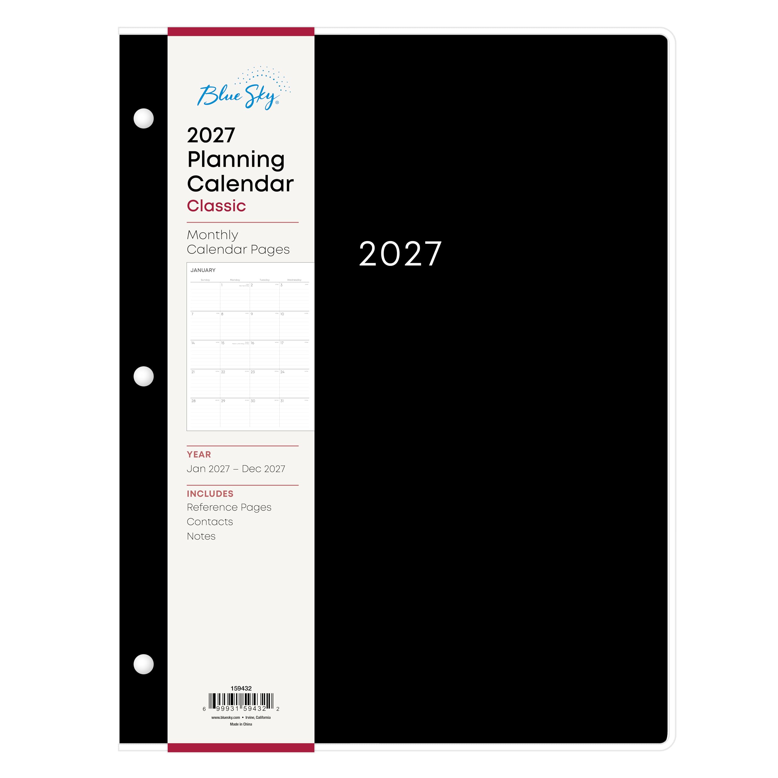 Blue Sky 2027 Planning Calendar Classic  
Monthly Calendar Pages  
JANUARY  
2027  
1  
0  
in  
3  
2  
M  
mas  
a  
a  
is  
C  
-  
YEAR Jan 2027 - Dec 2027  
INCLUDES Reference Pages Contacts Notes  
159432  
4  
99931 59432  
1  
www.beve.com meing chance  
monu - -Cove