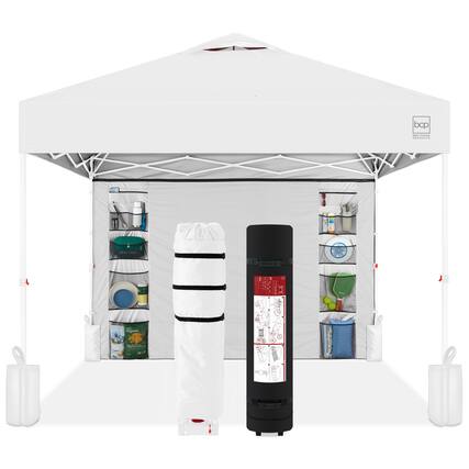 Front. Best Choice Products - Best Choice Products 10x10ft Easy Setup Pop Up Canopy, Portable Tent w/ Side Wall, 1-Button Push, Case - White/White - White/White.