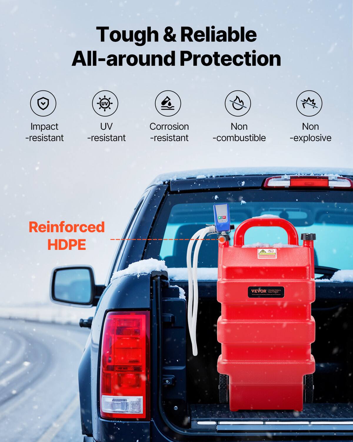 Tough & Reliable All-around Protection

Impact -resistant
UV -resistant
Corrosion -resistant
Non -combustible
Non -explosive
Reinforced HDPE