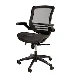 Emma + Oliver - Mid-Back Transparent Mesh Executive Swivel Office Chair with Flip-Up Arms - Black Mesh/Black Frame