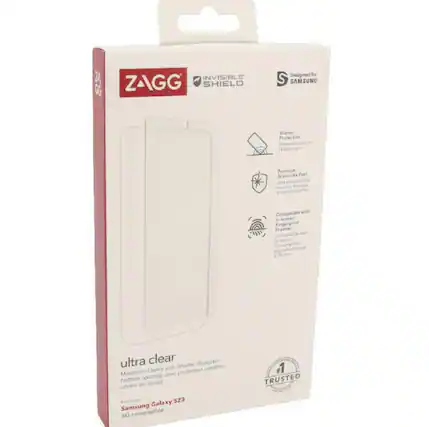 ZAGG Invisible ZAGG Shield
Designed for Samsung
Shatter Protection
Protection contre les éclats
Premium Glass-Like Feel
Une sensation de verre premium
Compatible with In-screen Fingerprint Scanner
Compatible avec le lecteur d'empreinte intégré
ultra clear
Maximum Clarity with Shatter Protection
Nettote et protection extrême
For Samsung Galaxy S23
Samsung Galaxy S23 5G compatible
#1 Trusted