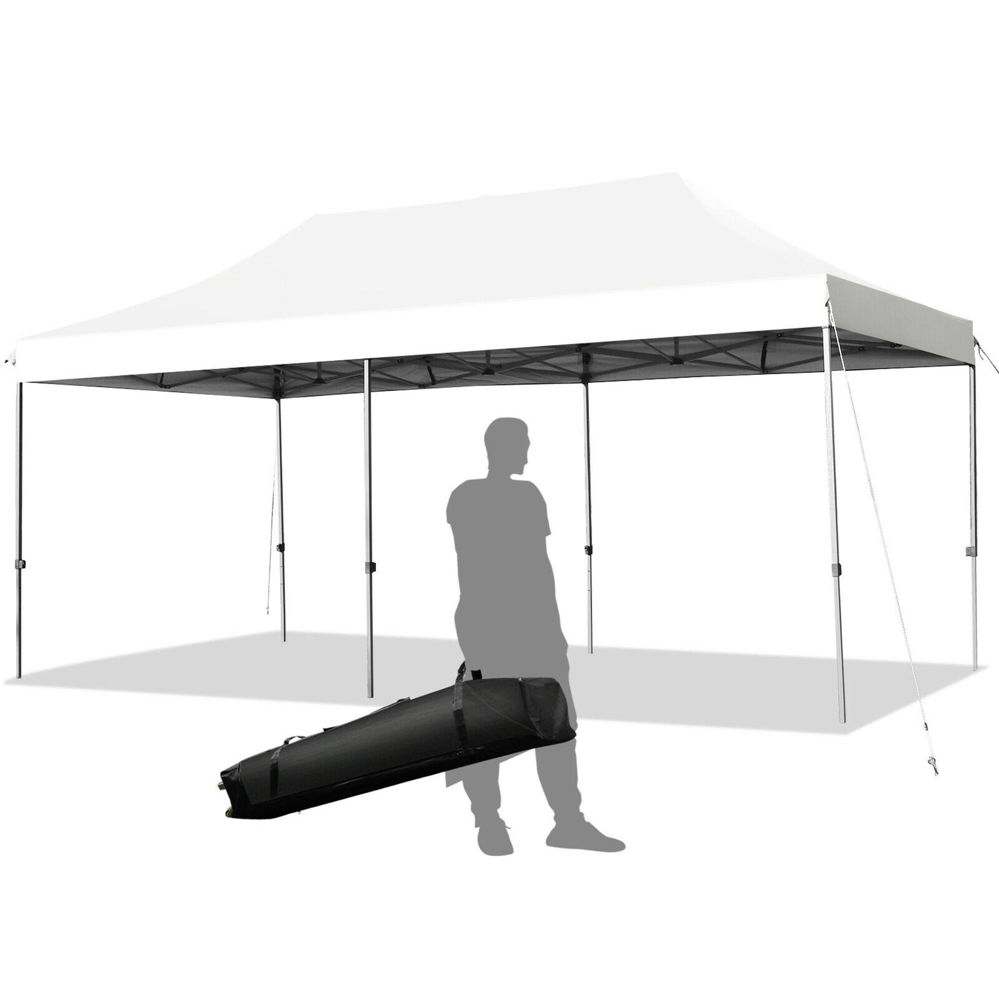 Front. Gymax - Gymax 10'x20' Pop up Canopy Tent Folding Heavy Duty Sun Shelter Adjustable W/Bag White - White.
