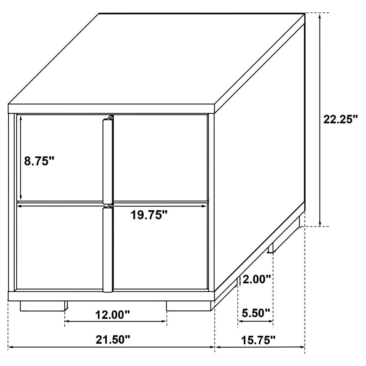 22.25"  
8.75"  
19.75"  
2.00"  
12.00"  
5.50"  
21.50"  
15.75"