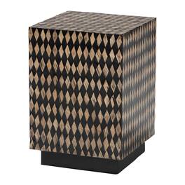 bali & pari - Paulo Decorative End Table with Bamboo Diamond Pattern - Modern Accent Side Table, Square - Black/Brown