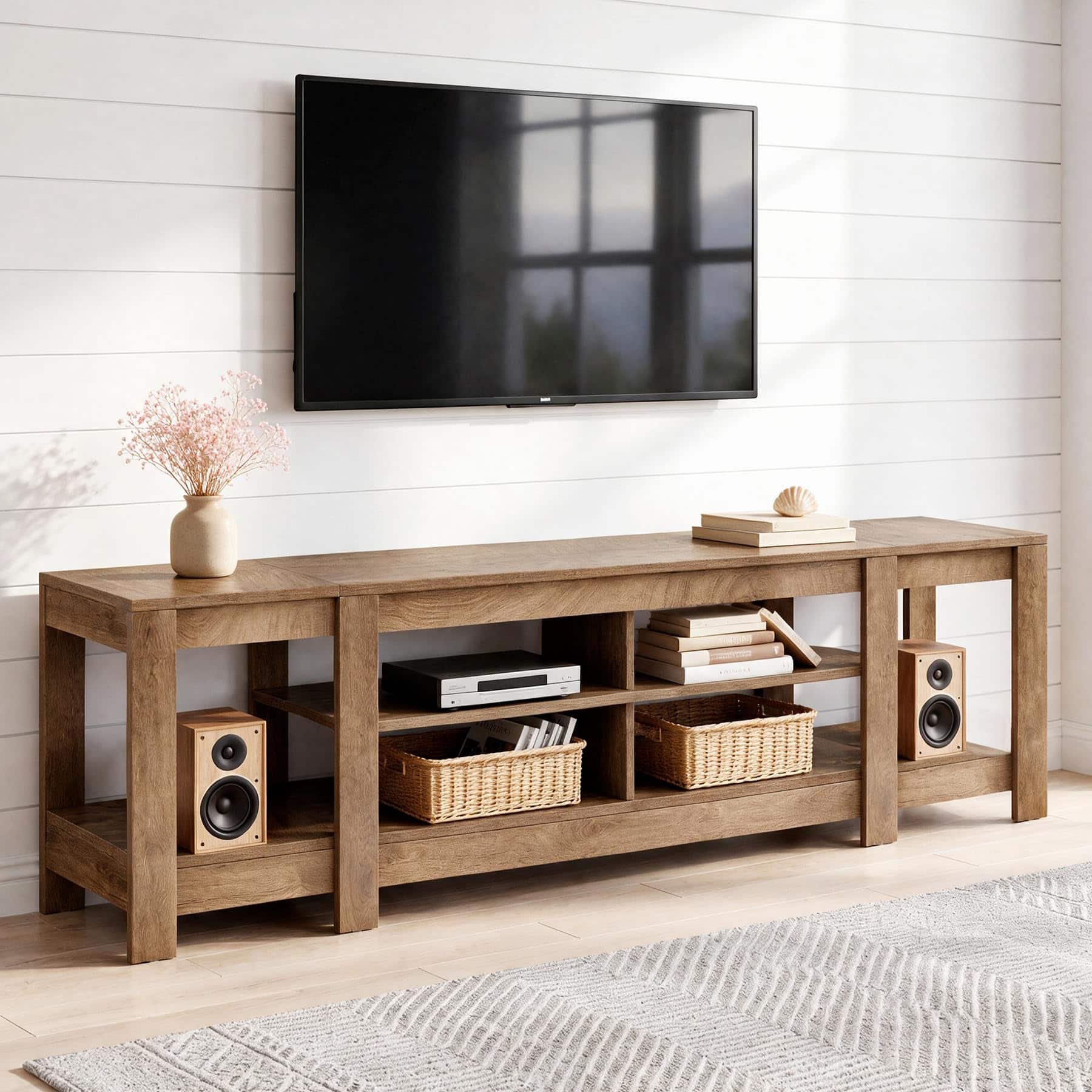 Tribesigns - 78" Extra Long TV Stand for TVs up to 85", Rustic - Brown