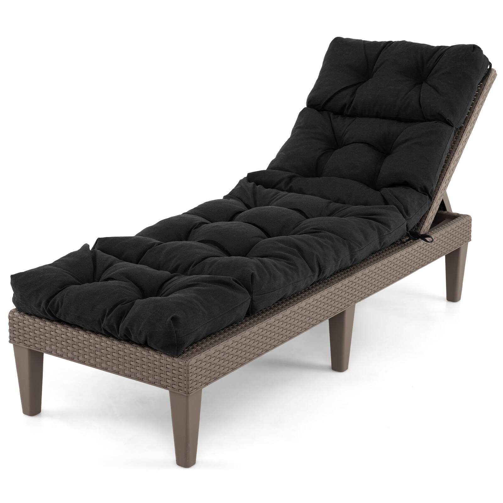 Alt View 1. Gymax - Gymax Set of 4 73'' Lounge Chaise Cushion Padded Recliner Cushion Black - Black.