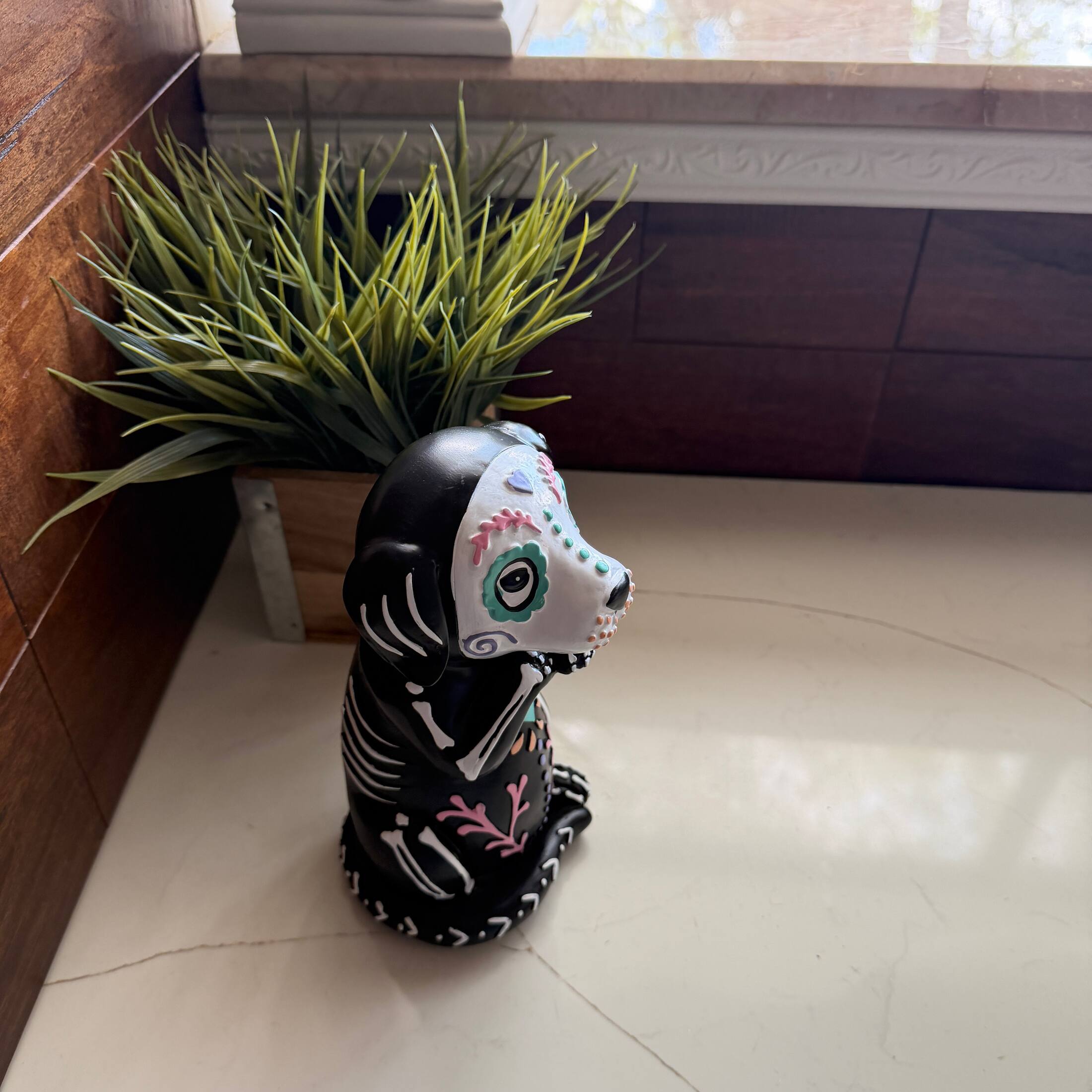 Alt View 6. Things2Die4 - Day of the Dead Skeleton Dog Figurine Glossy Resin 8.75 Inch Halloween Decor - Multicolor.