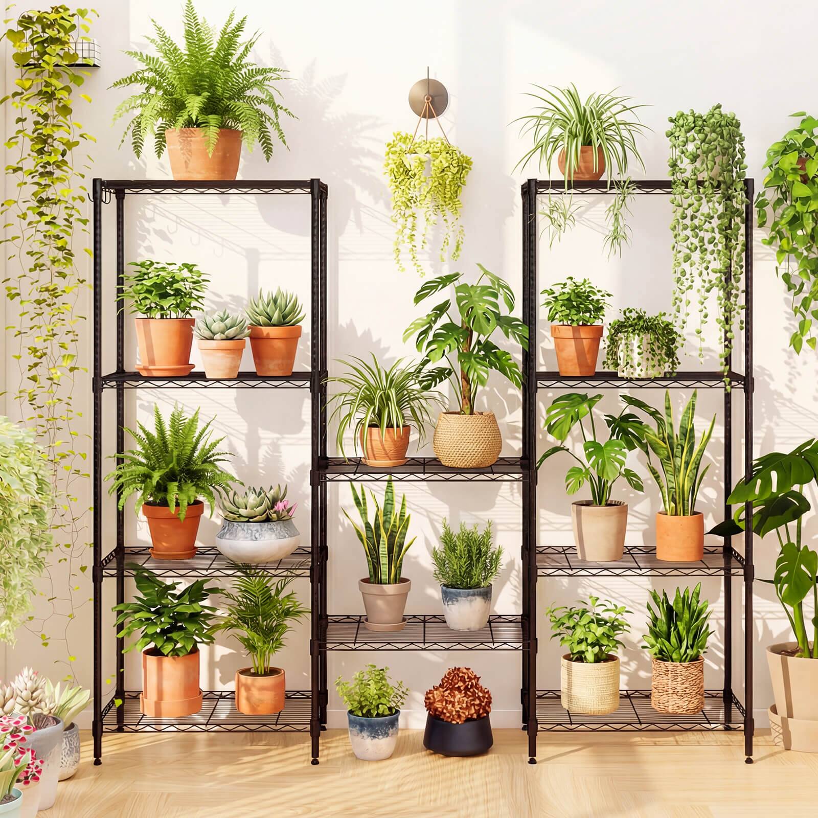 Alt View 4. Costway - Costway 2 PCS Metal Storage Shelving Unit 750 LBS Storage Organizer with V-Shaped Rack - Black.