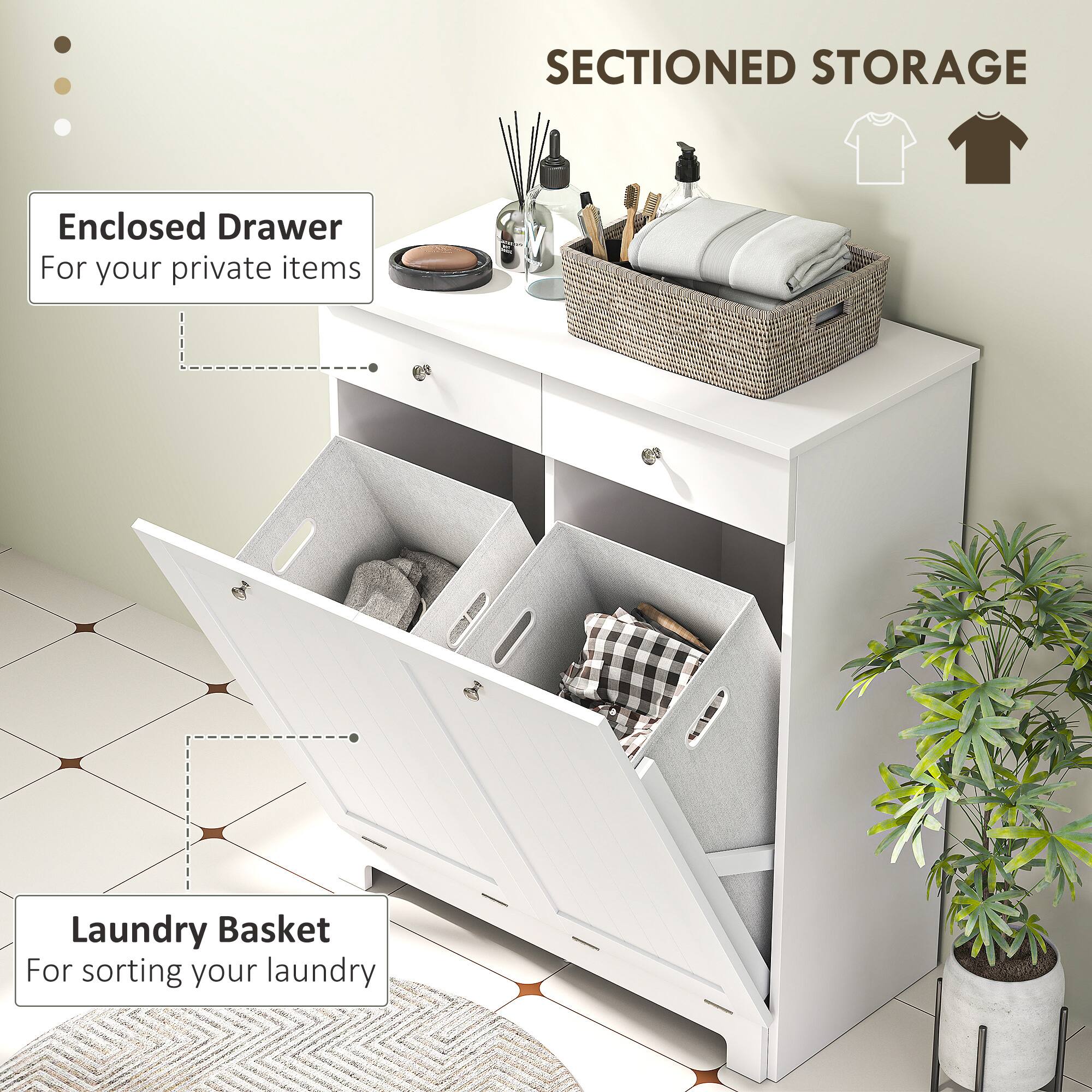 SECTIONED STORAGE
Enclosed Drawer For your private items
Laundry Basket For sorting your laundry