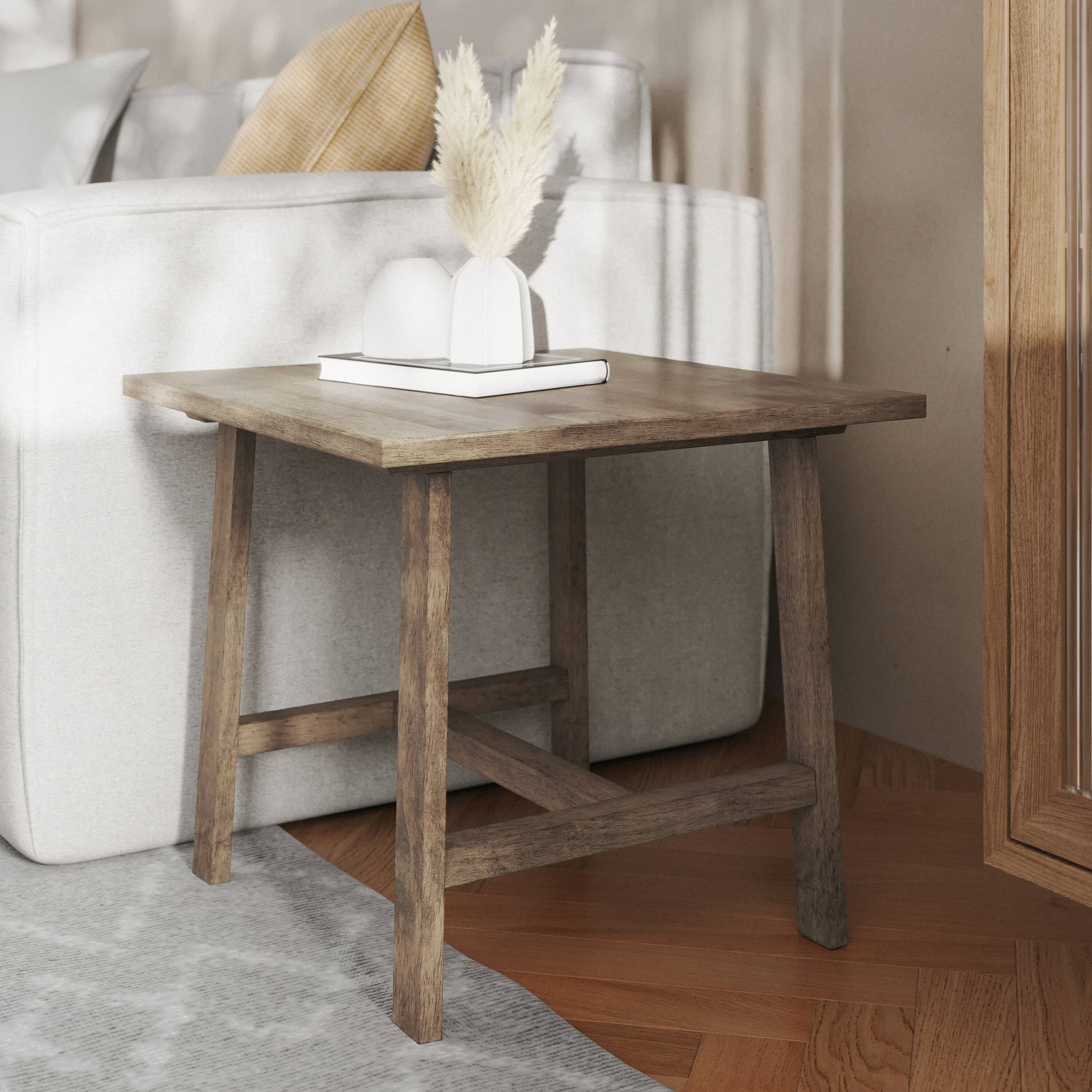 Alt View 3. Flash Furniture - Eli Solid Wood Farmhouse End Table, Trestle Style Accent Table in Rustic Brown - Brown.