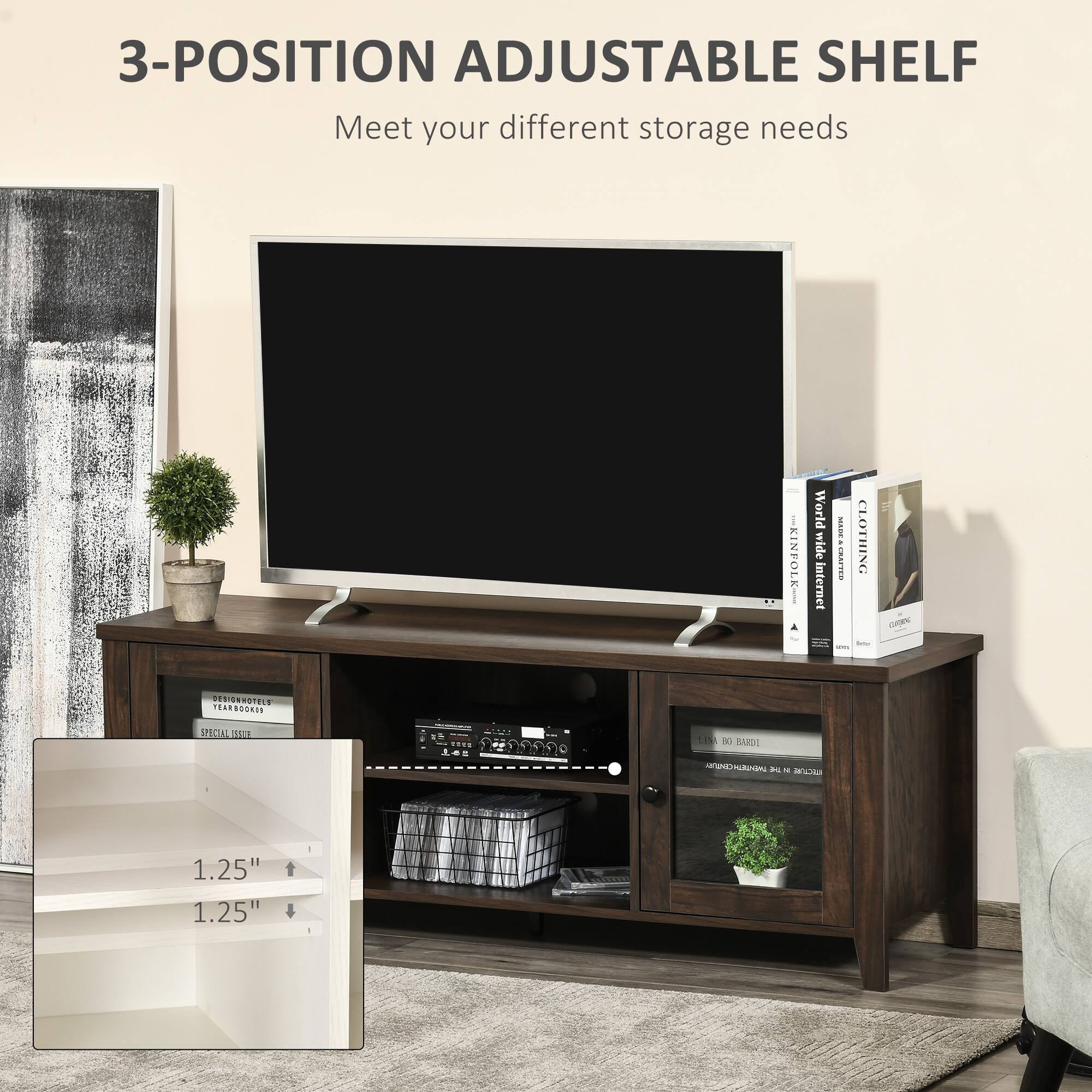 3-POSITION ADJUSTABLE SHELF  
Meet your different storage needs  

1.25"  
1.25"