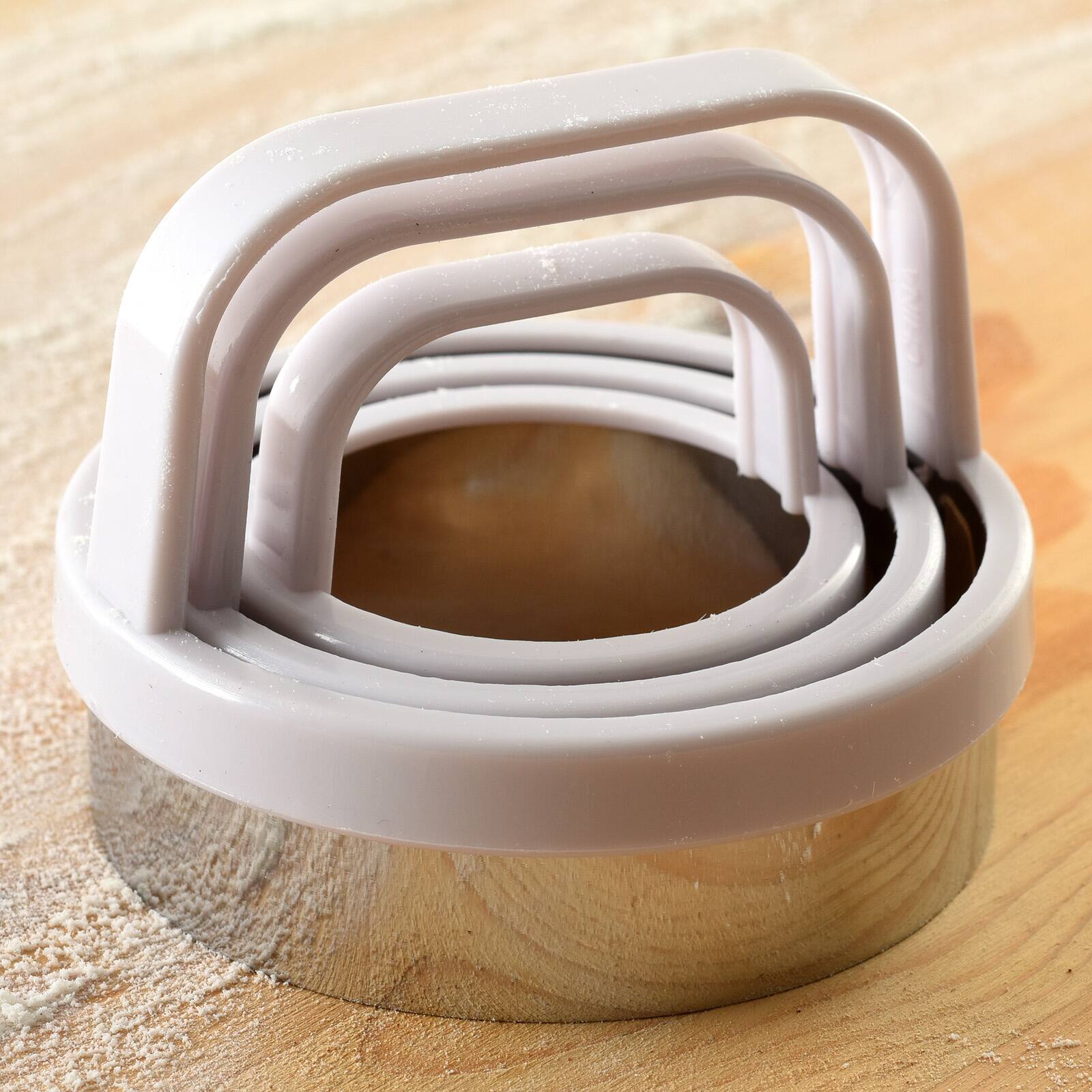 Alt View 1. Norpro - Biscuit/Cookie Cutters, Set of 3 – Stainless Steel, Round, Fluted & Straight Edge - Silver.