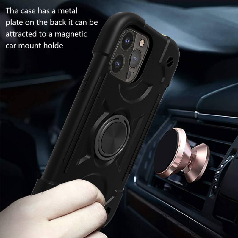 The case has a metal plate on the back, it can be attracted to a magnetic car mount holder.