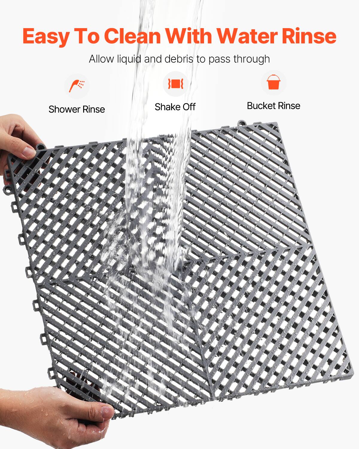 Easy To Clean With Water Rinse
Allow liquid and debris to pass through
Shower Rinse
Shake Off
Bucket Rinse