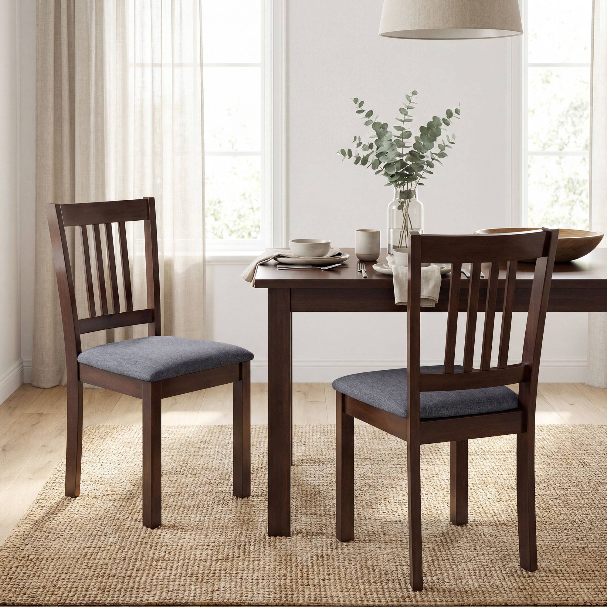 Alt View 1. Homcom - Chairs Set of 2 Linen Upholstered Kitchen Chairs with Rubberwood Legs for Dining Room Living Room Espresso - Espresso and Gray.