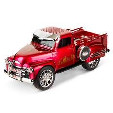 Front. QFX - Retro Classic Truck Portable Bluetooth Speaker with Bass Radiator and LED Lights - Red.
