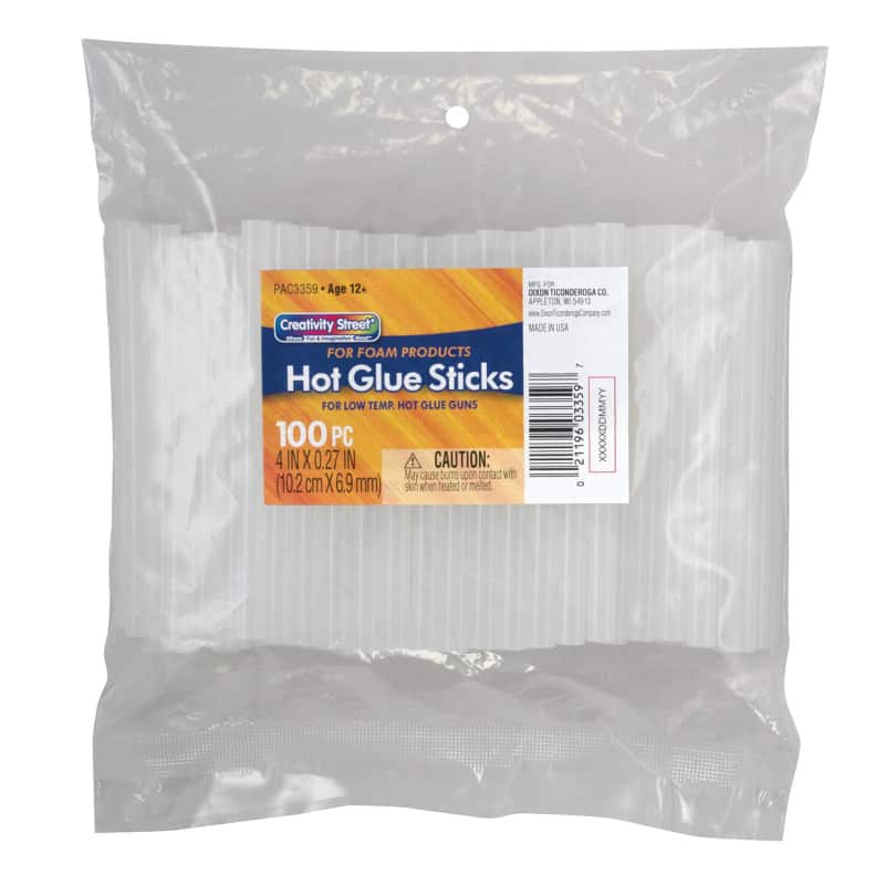 Creativity Street - Hot Glue Sticks Classroom Pack - For Foam Products Clear 4" x 0.27" 100 Pieces