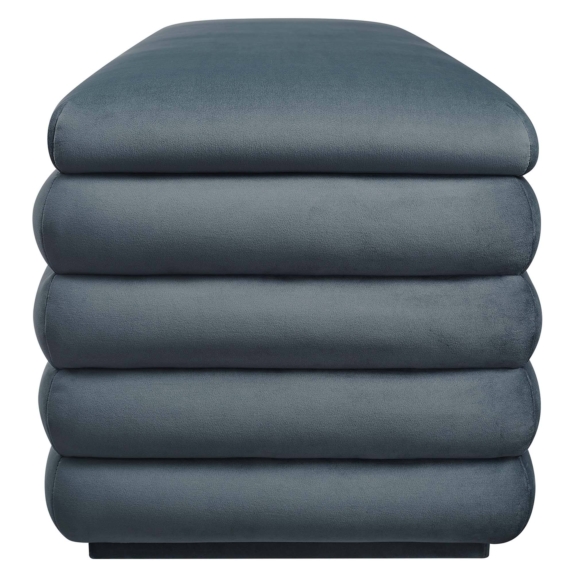 Back. Modway - Mezzo Upholstered Performance Velvet Storage Bench by Modway - Blue.