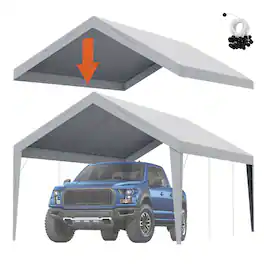 VEVOR - Carport Replacement Canopy Cover 12 x 20 ft, Garage Top Tent Shelter Tarp Heavy-Duty Waterproof & UV Protected - Gray