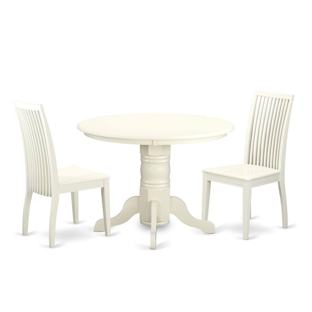 Back. East West Furniture - Dining Room Set Linen White - Brown.
