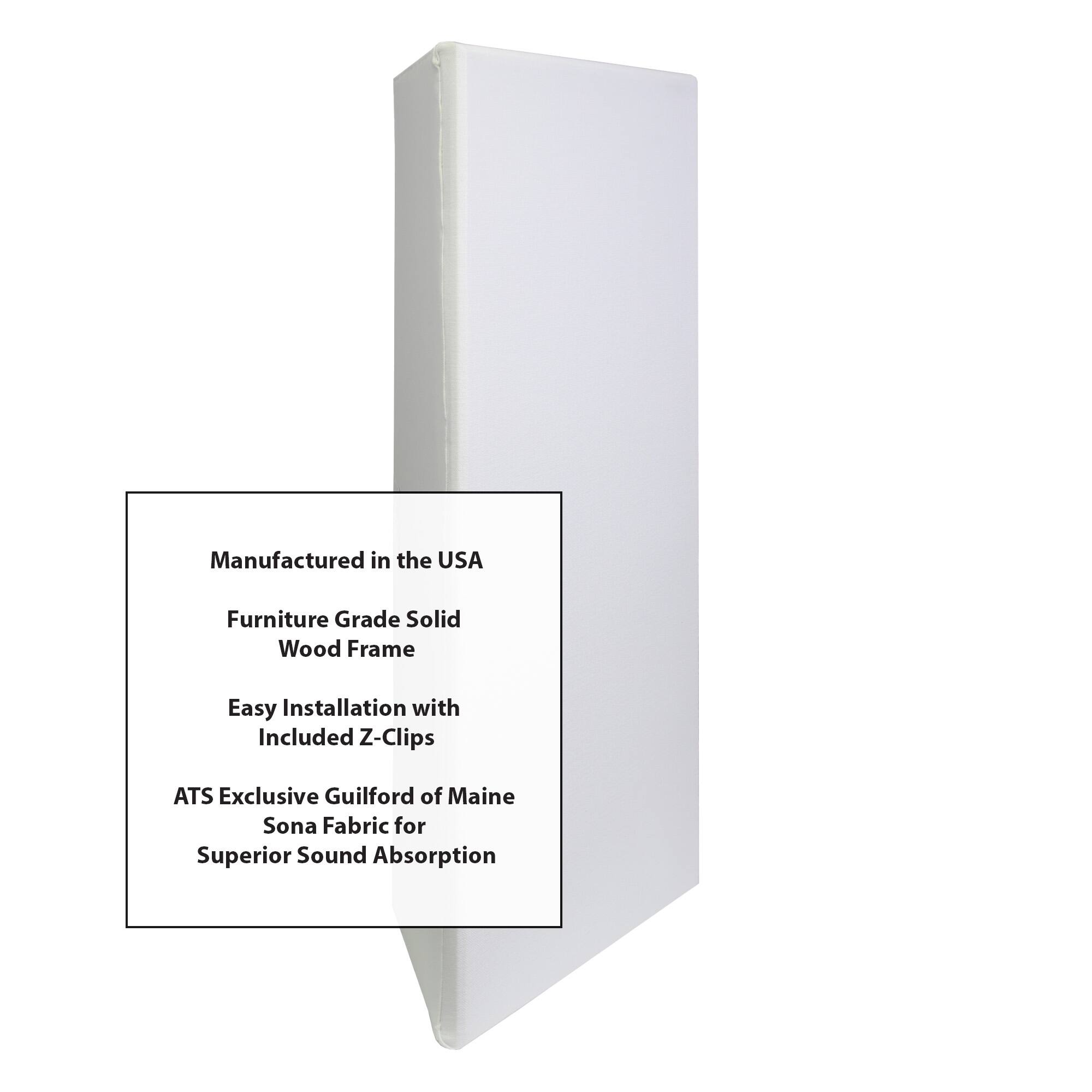 Manufactured in the USA  
Furniture Grade Solid Wood Frame  
Easy Installation with Included Z-Clips  
ATS Exclusive Guilford of Maine Sona Fabric for Superior Sound Absorption