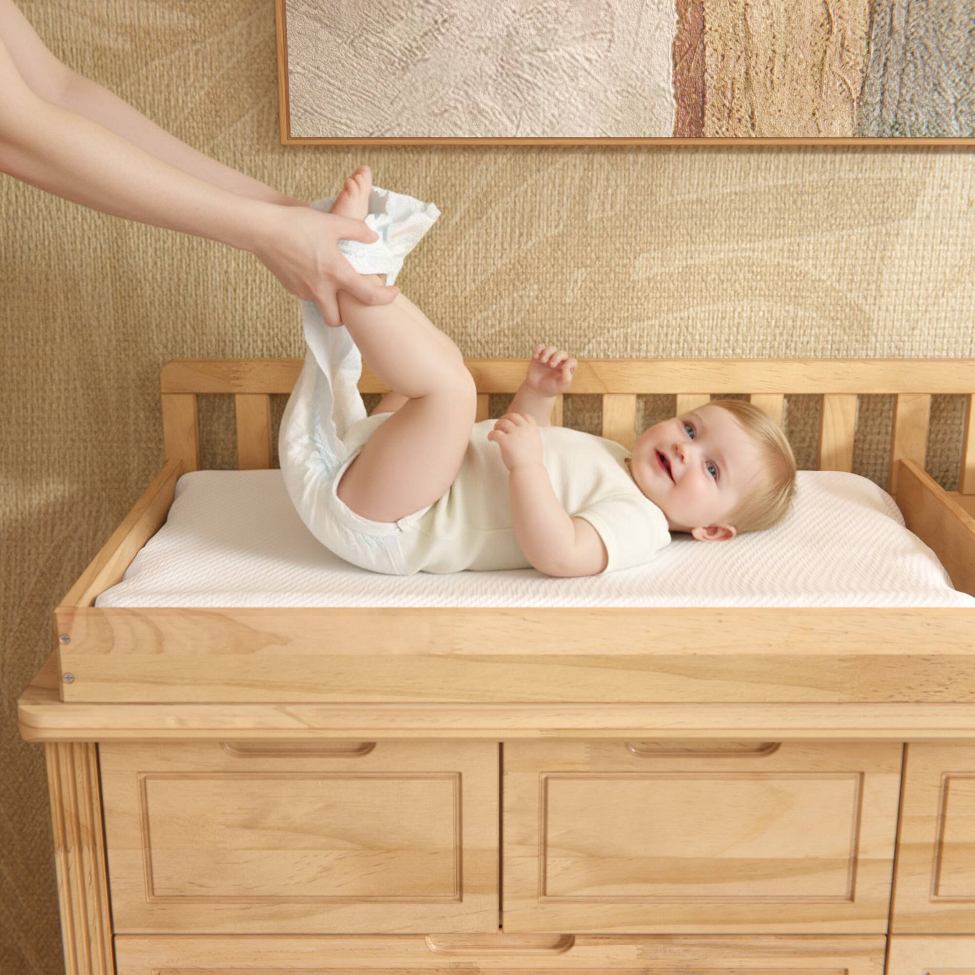 Back. Homsee - Solid Wood Baby Changing Table Dresser with Drawers, Nursery Diaper Organizer, Anti-Tip Storage Cabinet for Newborns - Wooden.