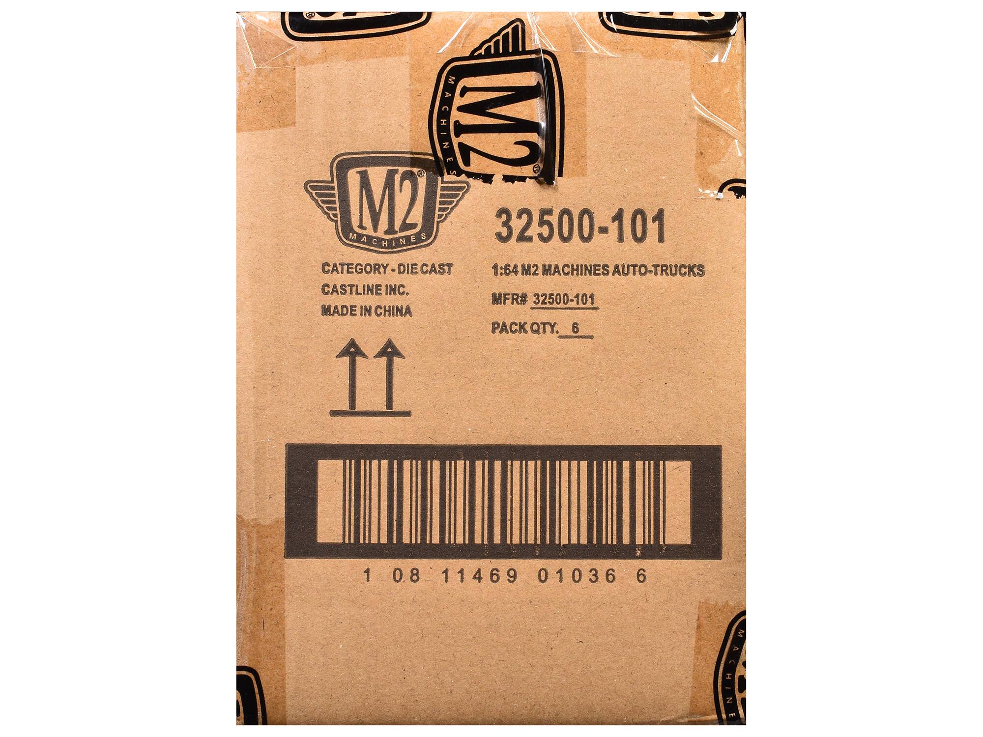 M2 MACHINES  
32500-101  
CATEGORY: DIE CAST  
CASTLINE INC.  
MADE IN CHINA  
PACK QTY. 6  

1:64 M2 MACHINES AUTO-TRUCKS  
MFR# 32500-101  

1 08 11469 01036 6