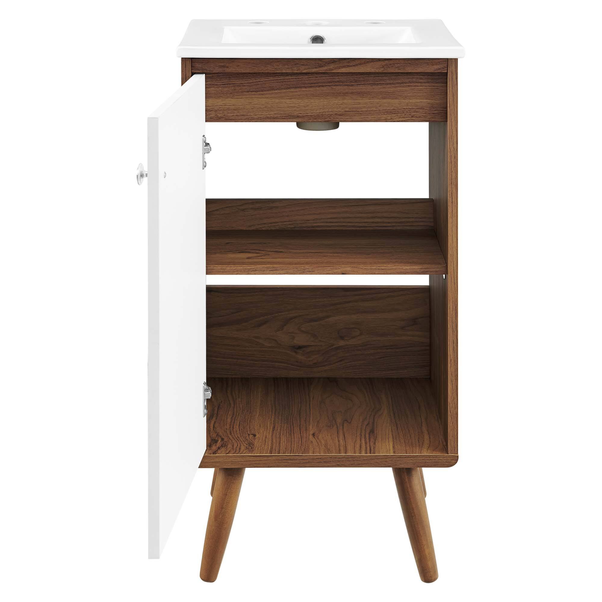 Alt View 4. Modway - Transmit Bathroom Vanity Basin Included - Walnut White.