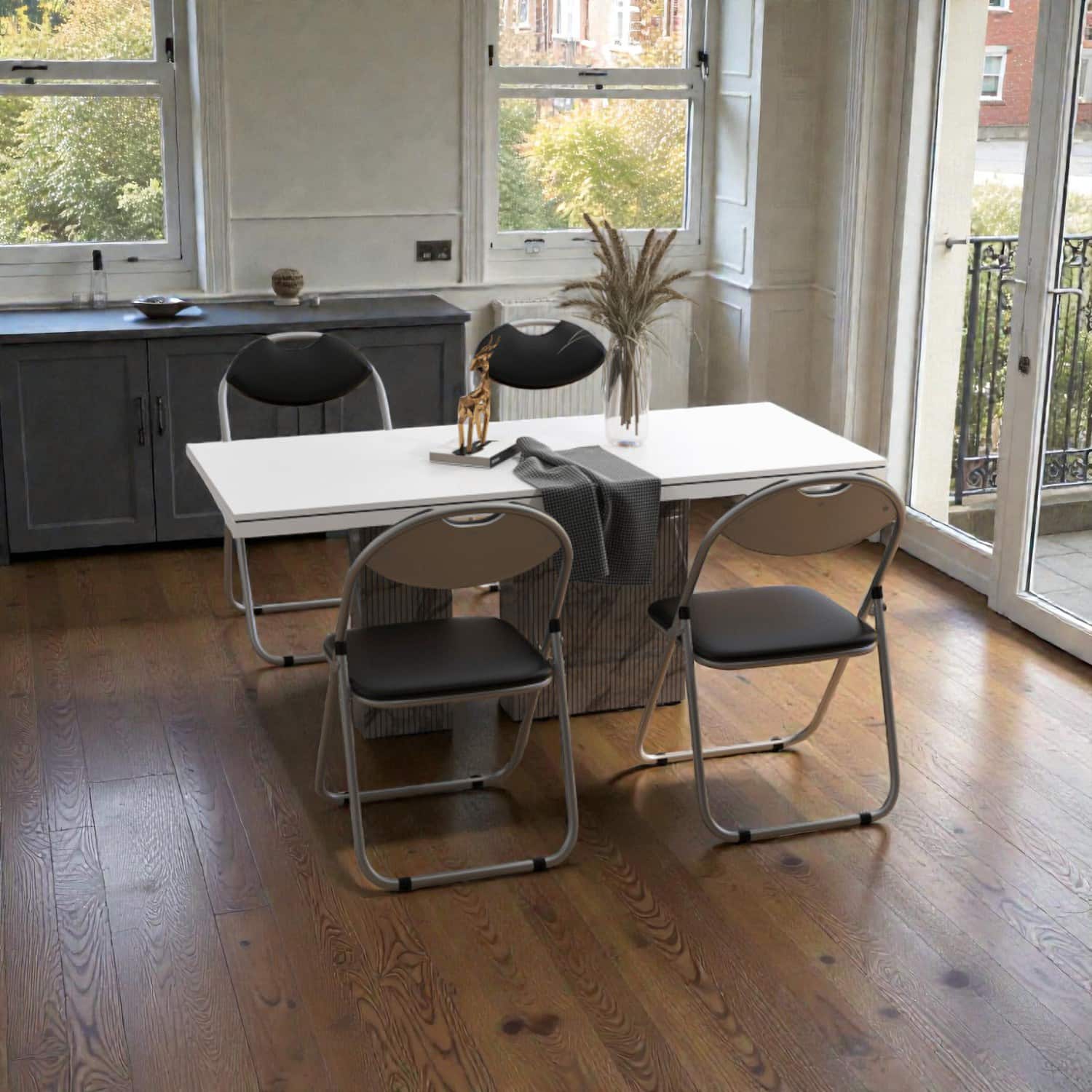 Hivvago - Compact Folding Chairs for Dining & Events, Easy-Carry Design, Set of 4 - Black