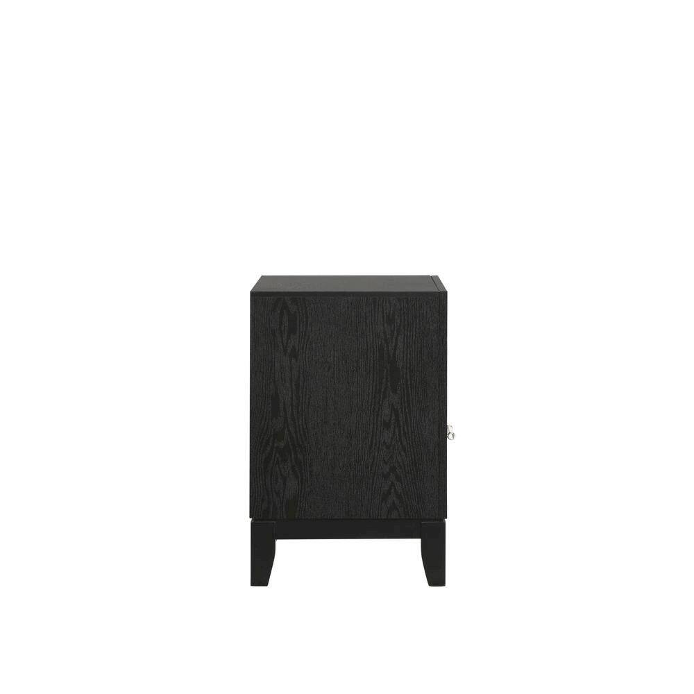 Back. FurniFact - Black 2 Drawer Nightstand – Solid Night Stand Black Wood Bedroom Chest - Black.