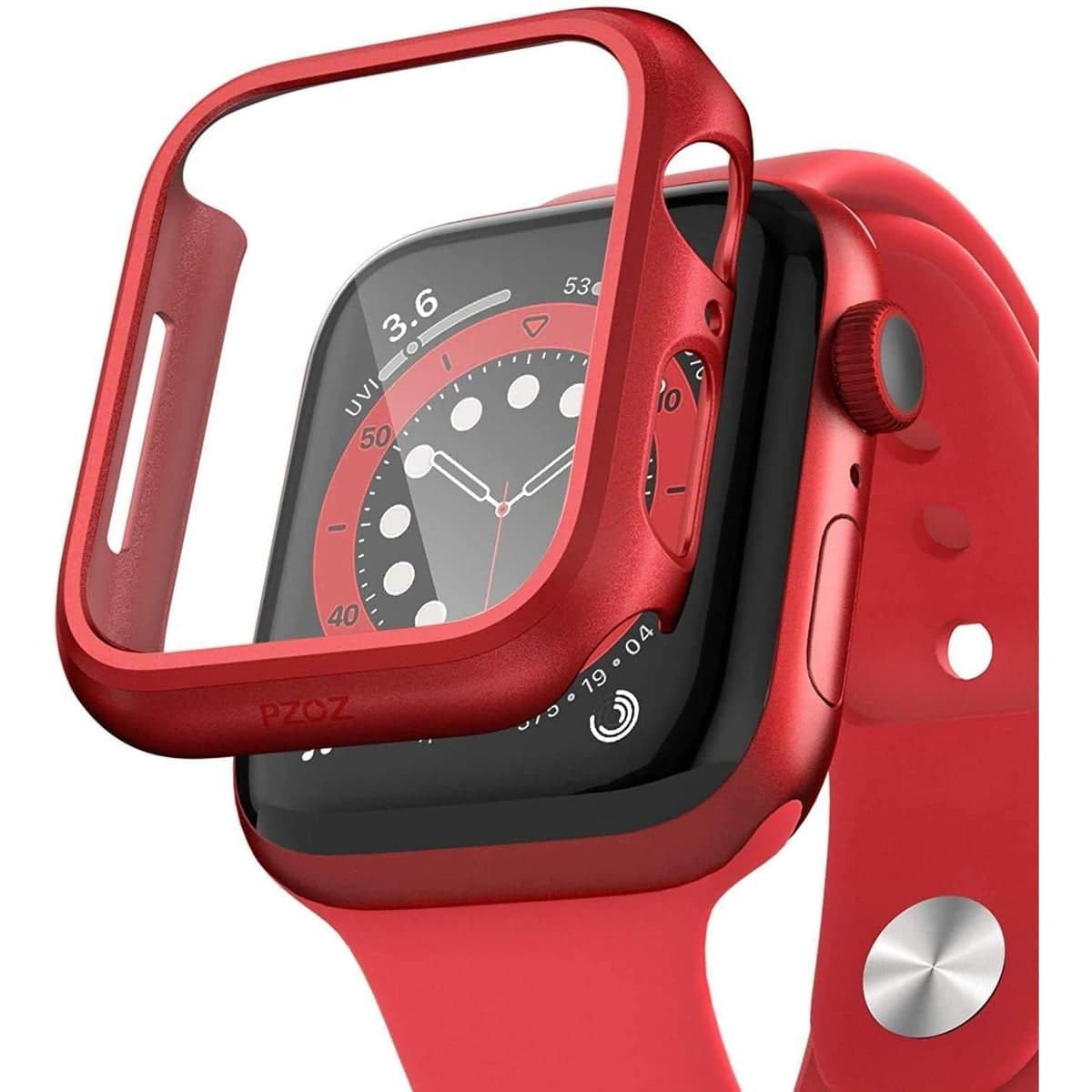 Entronix - Protective Case for Apple Watch Series 6/5/4/SE - 40mm with Built-In Screen Protector - Red