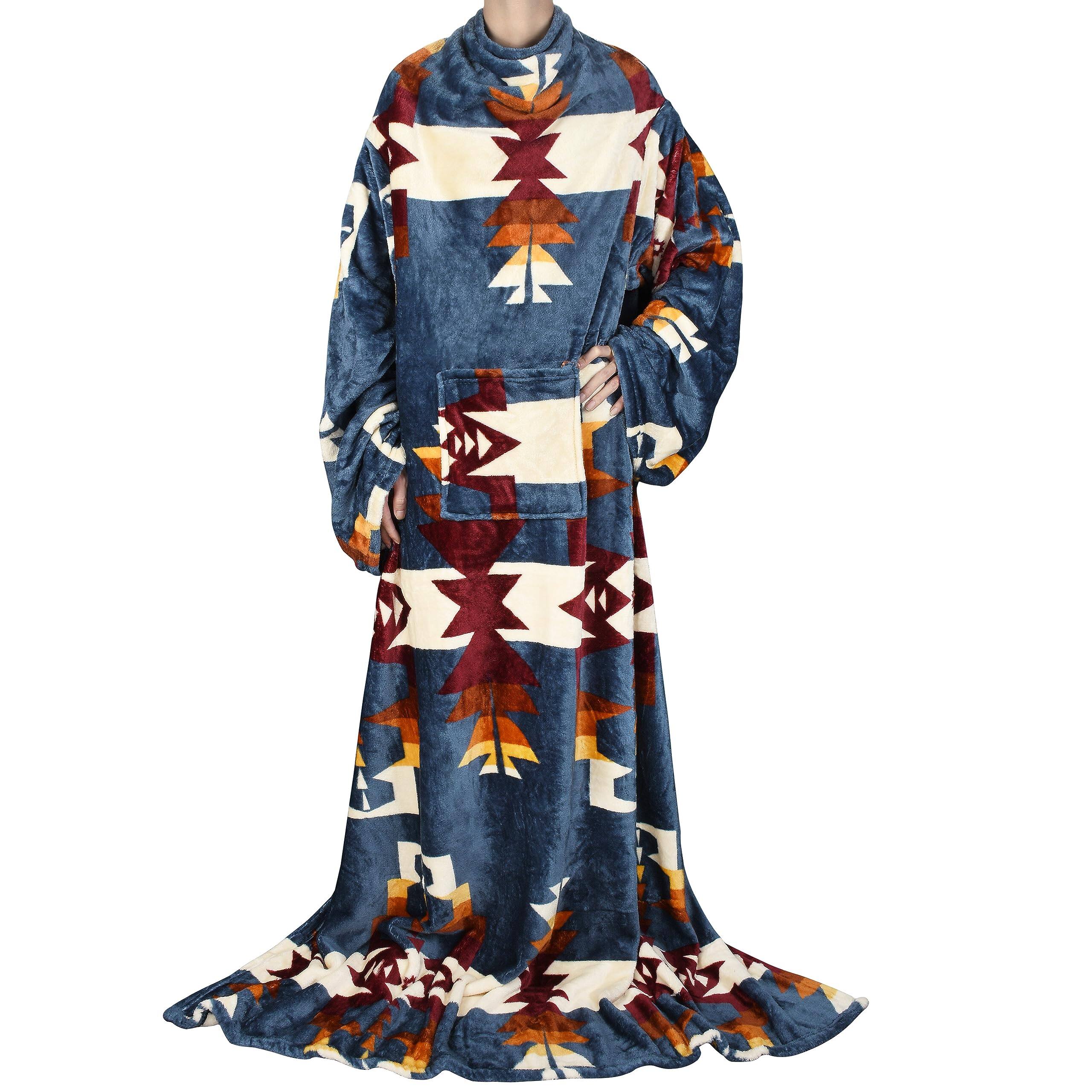 Alt View 4. Pacoar Cade - Wearable Blanket With Sleeves And Pocket Soft Comfy Fleece Snuggy Wrap Throws Robe For Women Men PolyesterWearable - Green.