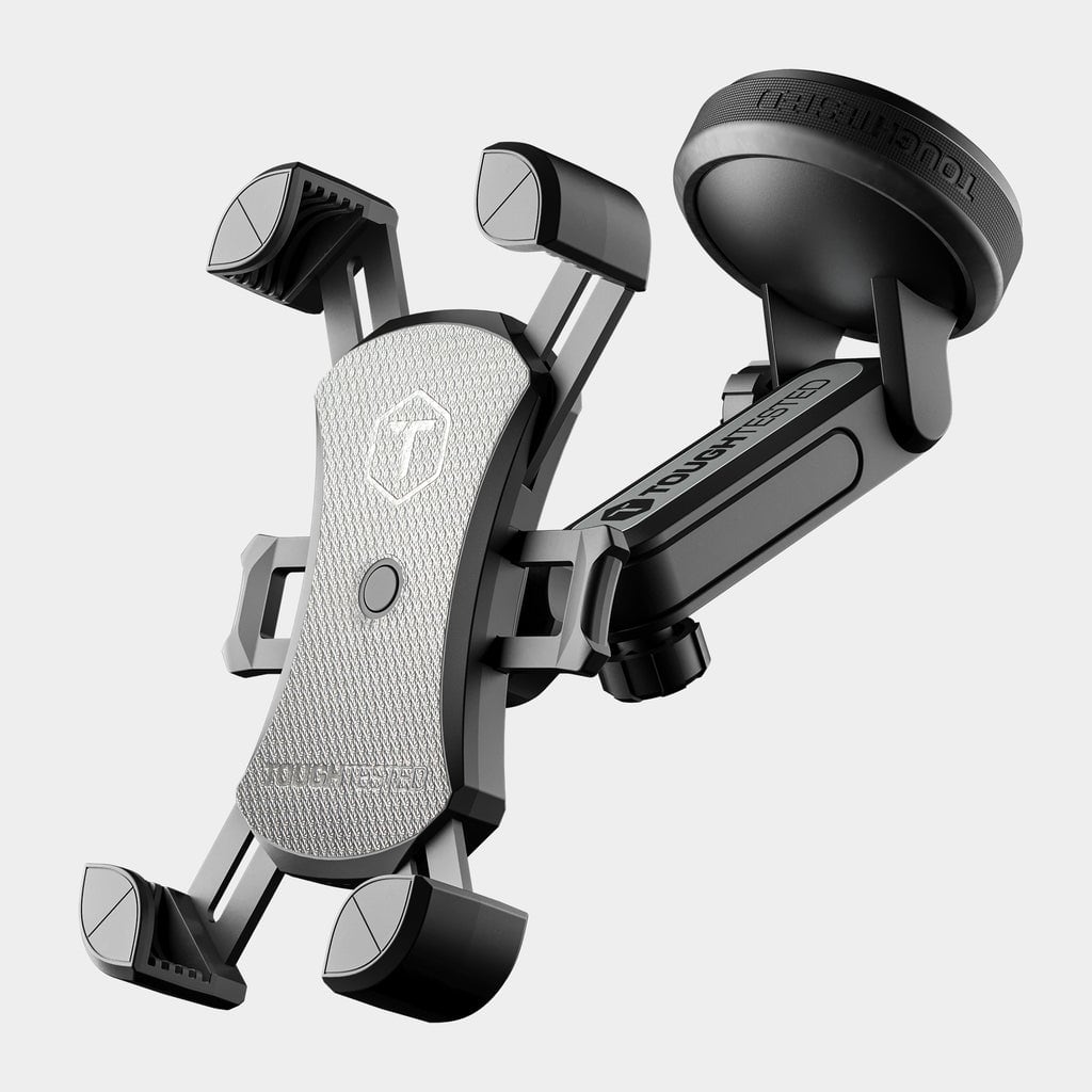 ToughTested - Dashboard & Windshield Car Phone Mount, Extendable Suction Cup Holder, 360° Adjustable Universal Mount - Black