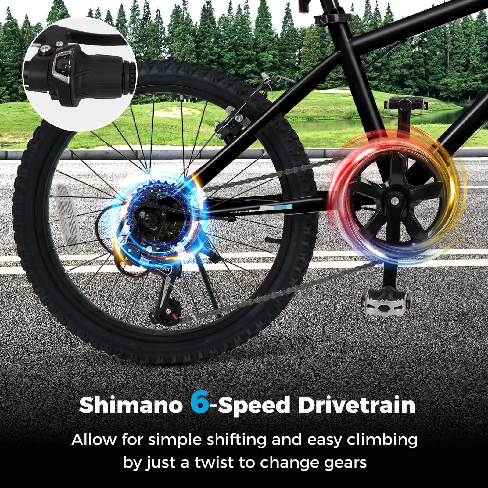 Shimano 6-Speed Drivetrain

Allow for simple shifting and easy climbing by just a twist to change gears