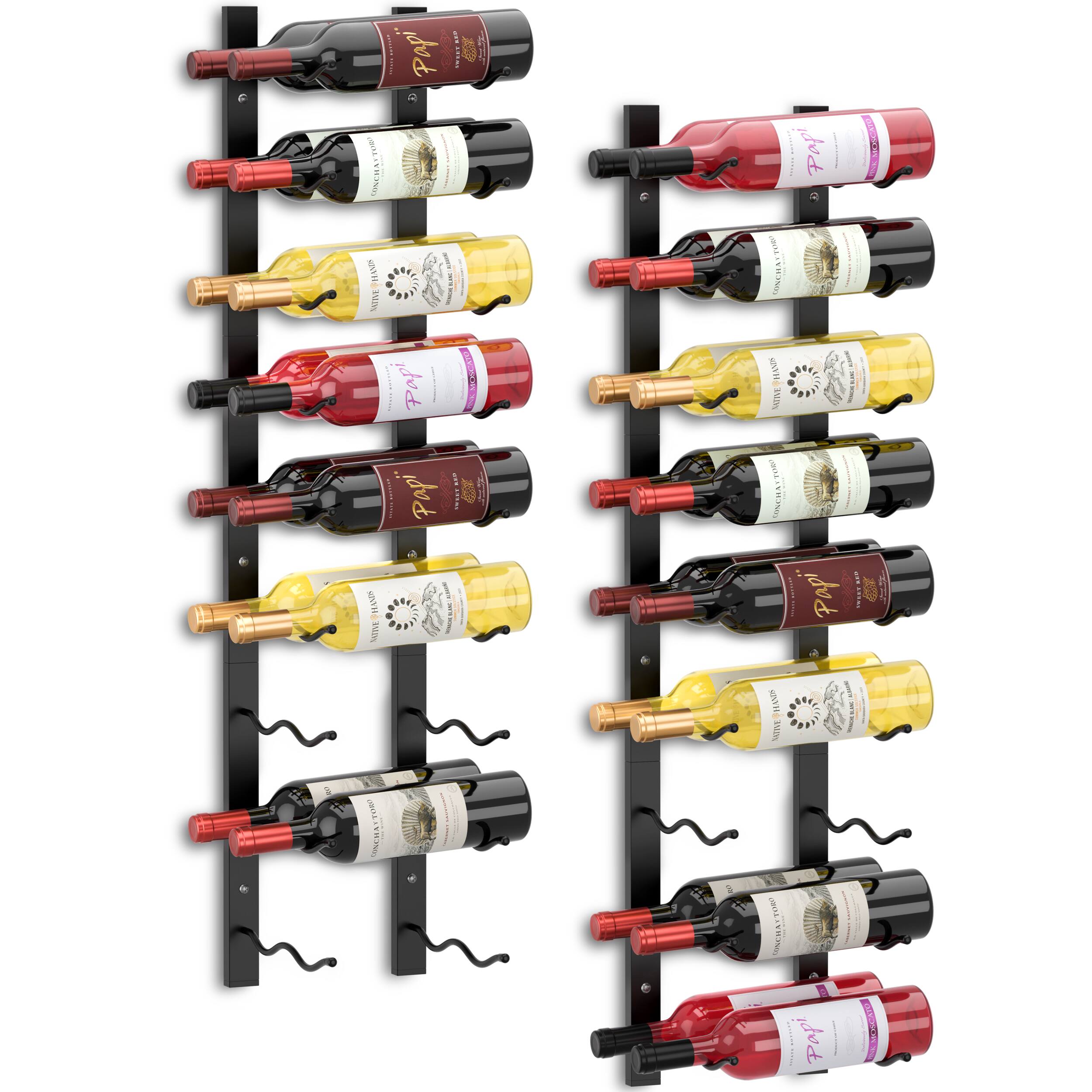Sorbus Wall Mounted Wine Rack, 18 Bottle Double Row Holder, 2 Pack ...